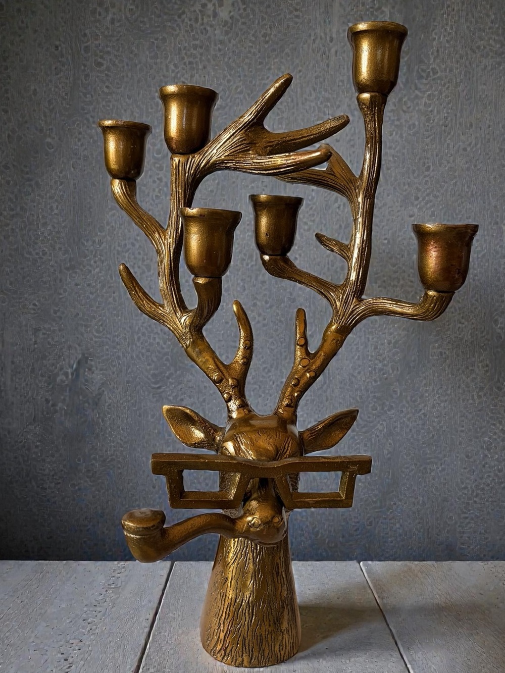 Eric & Eloise E&E Frankie Candelabra 15" Heavy Anthropomorphic Buck NEW